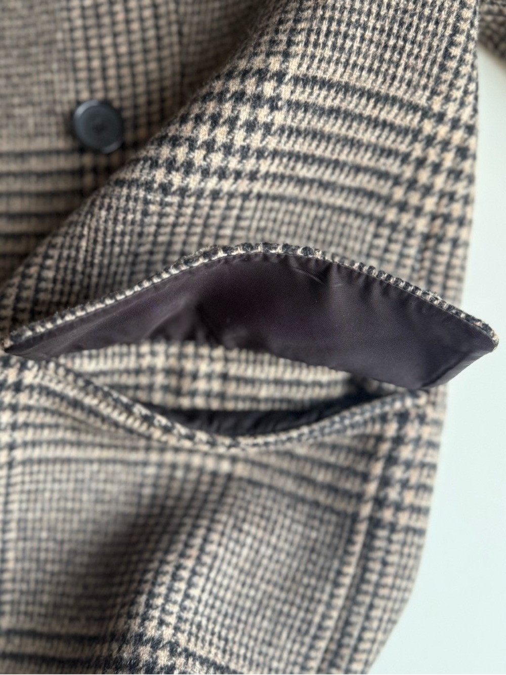 Filippa K Coat Women’s Beige Black Peacoat Plaid Double-Breasted Wool Size 40 - Picture 9 of 16